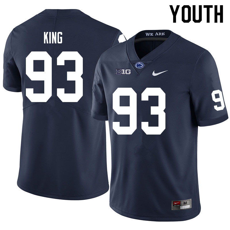 NCAA Nike Youth Penn State Nittany Lions Bradley King #93 College Football Authentic Navy Stitched Jersey PTN7198OX